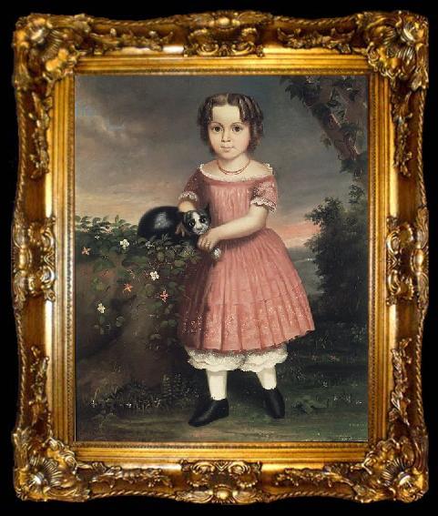 framed  unknow artist Portrait of a Child Holding a Cat, ta009-2